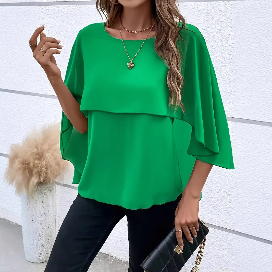 

Women Chiffon Solid Pullover Capes Shawl Hi-low Hem Thin Soft Shrug Ponchos for Wedding Bridal Bridesmaid Evening Party Top