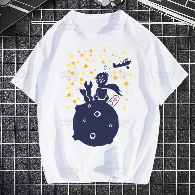 Little Prince Earth Space Y2K Art Harajuku Kawaii T-shirts Funny Hip Hop Summer Women Men Tshirts Streetwear Ulzzang T-Shirt