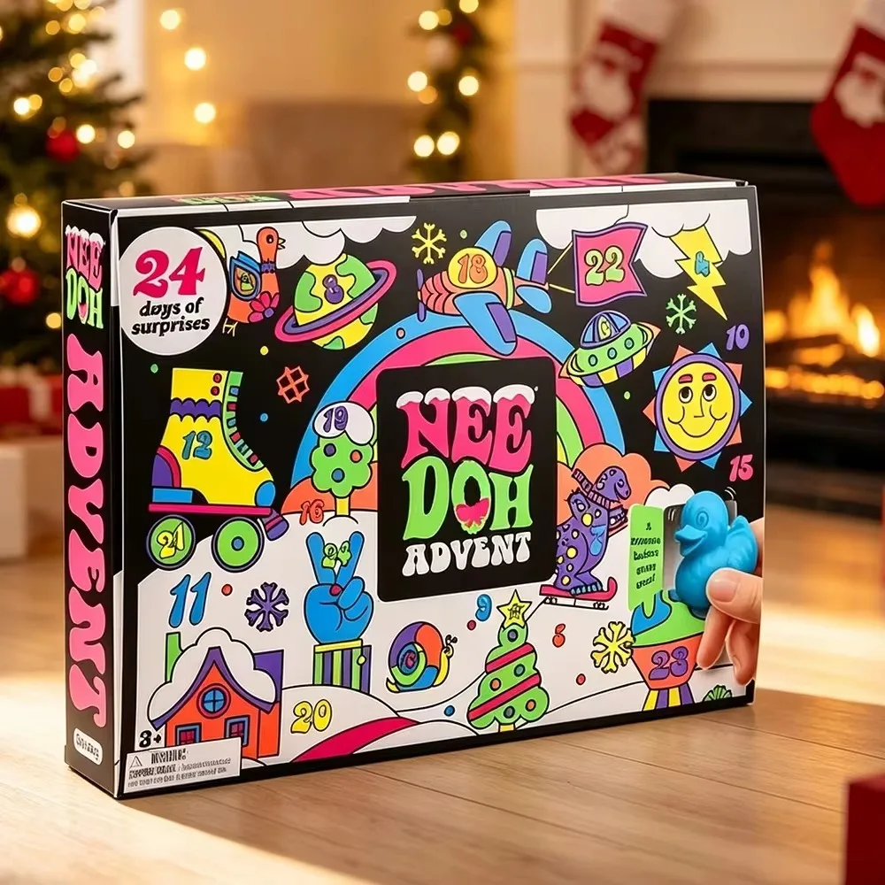 2026 NeeDoh Advent Calendar 24Pcs 3D PVC Fidget Doll Christmas Countdown Calendar Surprise New Year Gift Party Gift