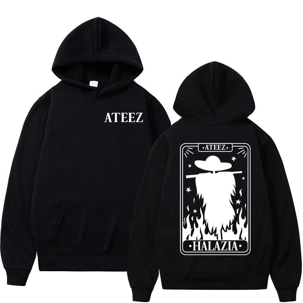 

Kpop Ateez Halazia Tarot Card Print Hoodie Men Women Gothic Fashion Hooded Sweatshirts Vintage Casual Oversized Fleece Pullovers