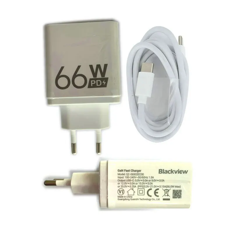 66W Charger for Blackview BV9200 Original Power Adapter EU Plug Charge Type C Cable Mobile Phone Accessories