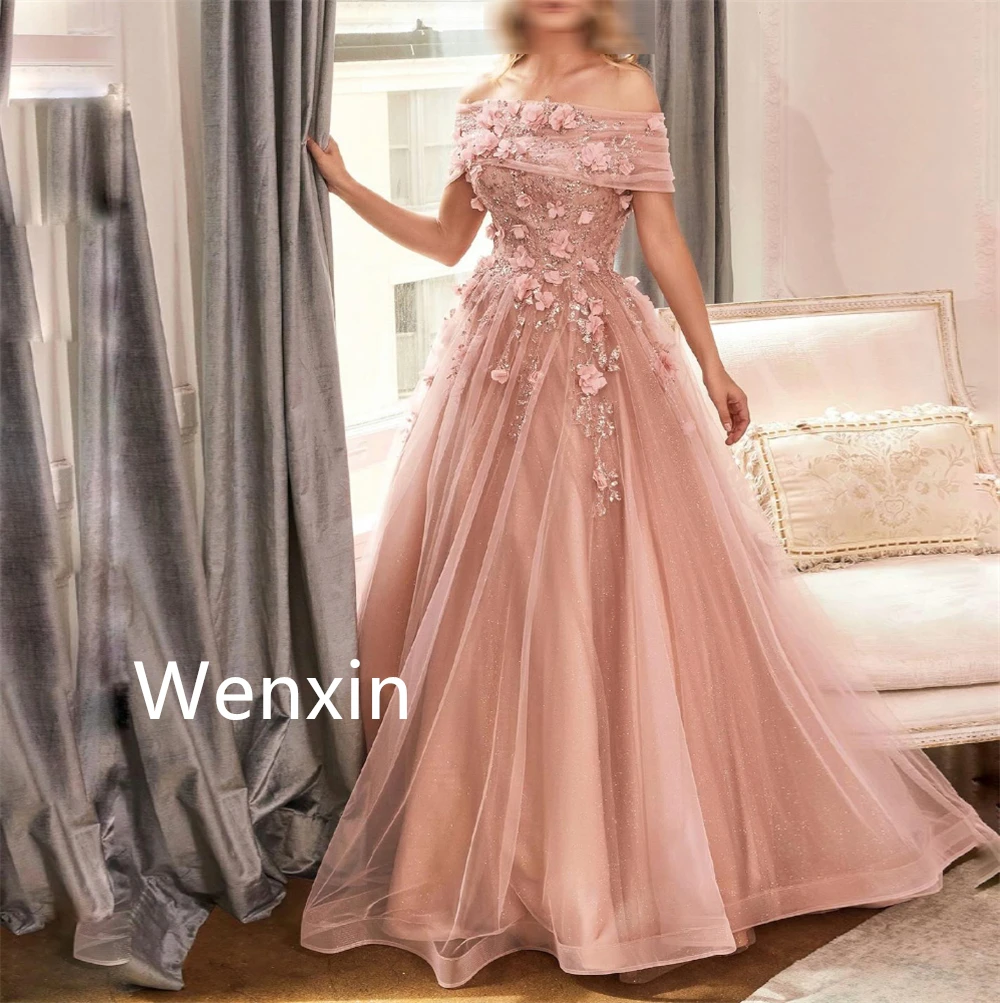 

Customized Charming Tulle Evening Dress Classic Off the Shoulder Homecoming Dresses Elegant Sweep Train Vestido De Festa