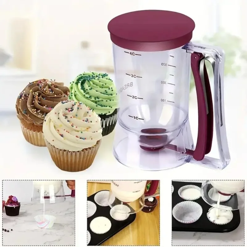 New 900ml Handheld Graduated Funnel Batter Dispenser Pastry Dough Batter Separator for Pancake Cupcake Cake Baking Kitchen Tool