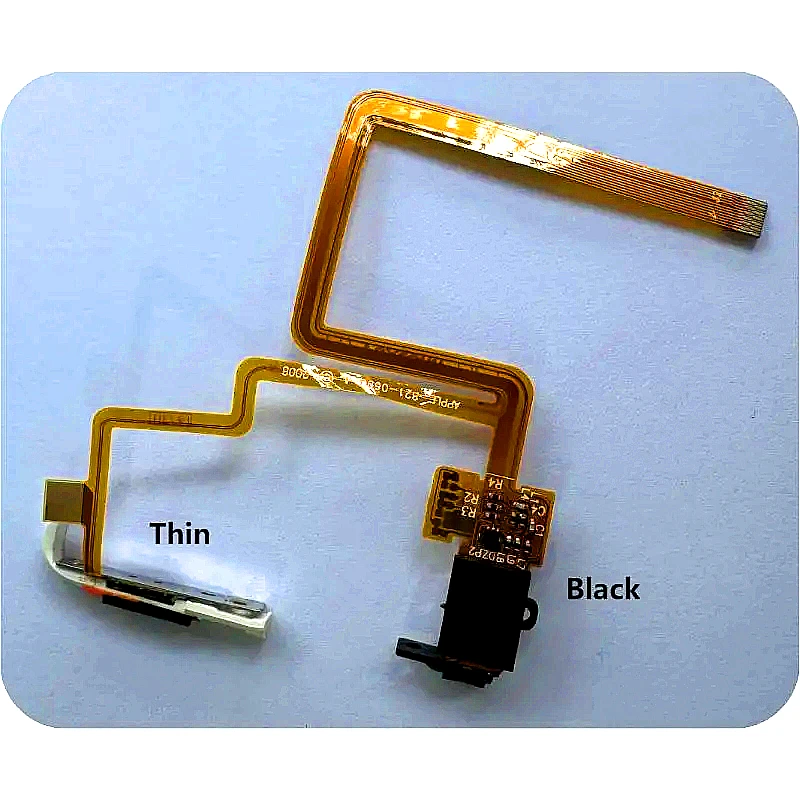 Headphone Jack Audio Flex Cable for iPod Classic 7th Gen 160GB,6th Gen 80GB/120GB,5th/video Gen 30GB - White & Black - Thin