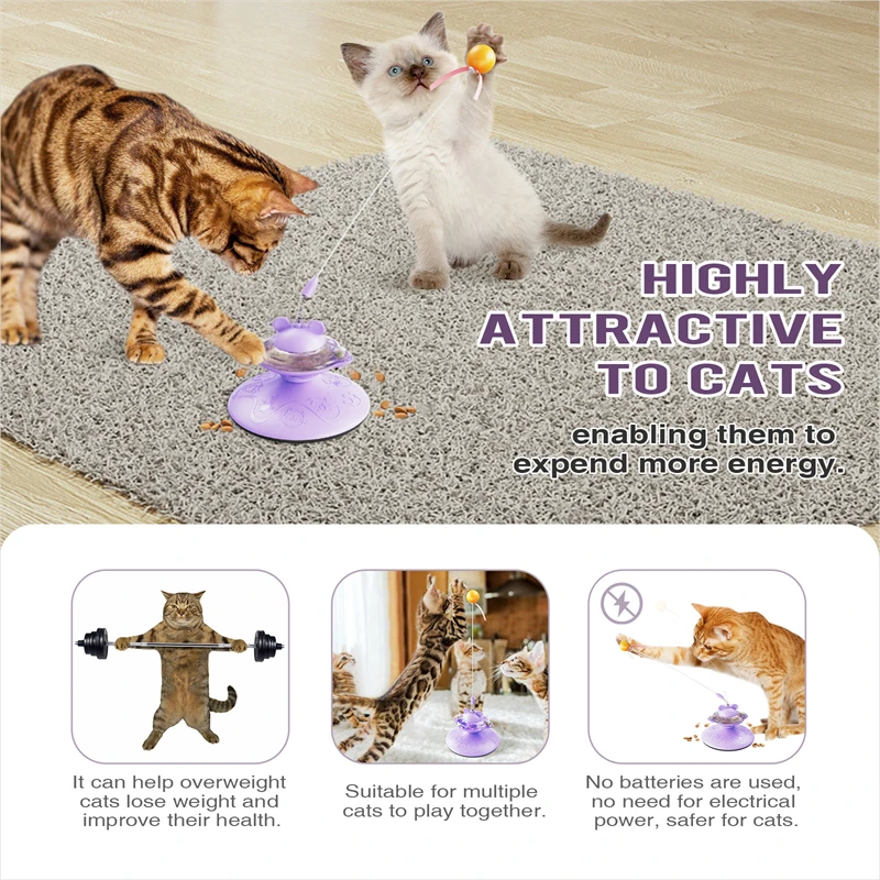 Cat Toy Tumbler Toys Cats Kitten Interactive Game Gleamy Intelligence Training Food Feeder Dispenser Toy with Fun Cat Stick&Ball