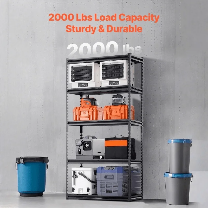 وحدة رفوف تخزين شديدة التحمل بوزن 2000 رطل، رف معدني قابل للتعديل مكون من 5 طبقات، منظم مستودعات المرآب #1