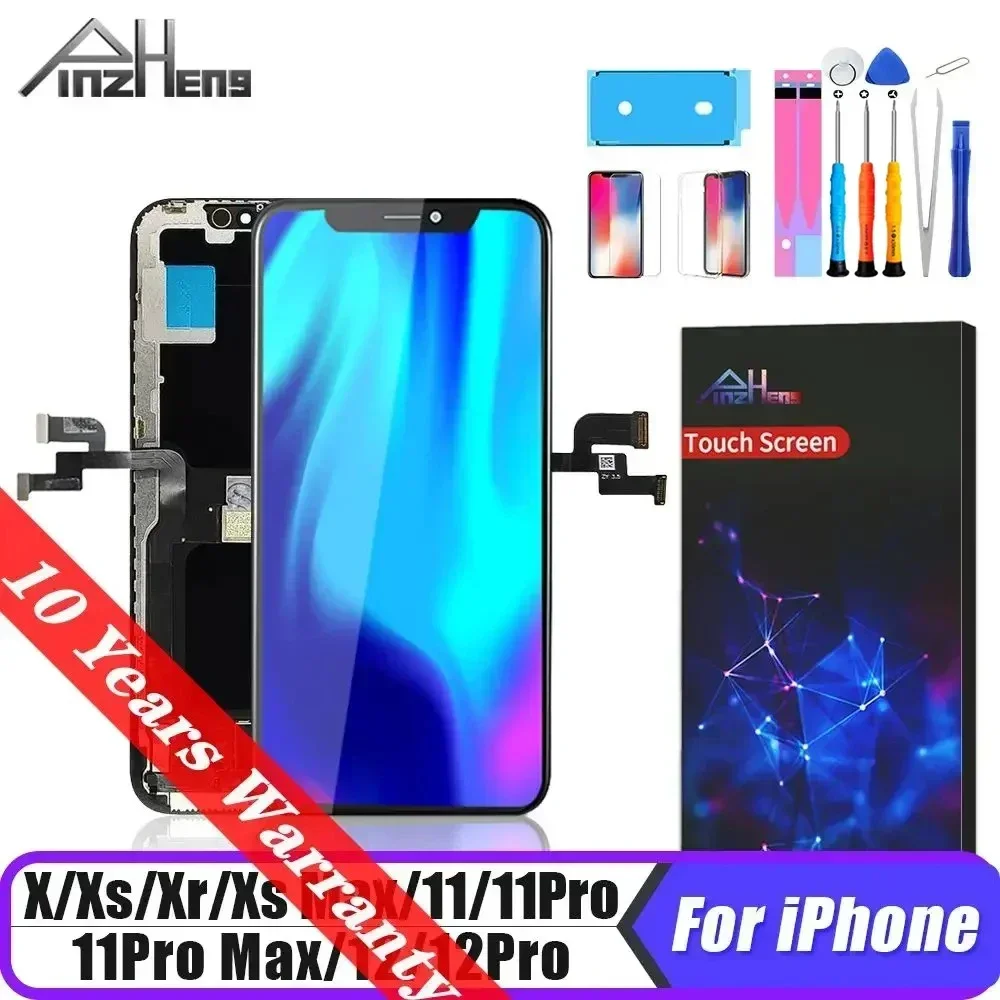 PINZHENG-Écran AMOLED INCELL LCD OLED OEM pour iPhone 11, 12, 13 Mini Pro Max, XS Poly MAX, remplacement d\'affichage avec outil, haute qualité