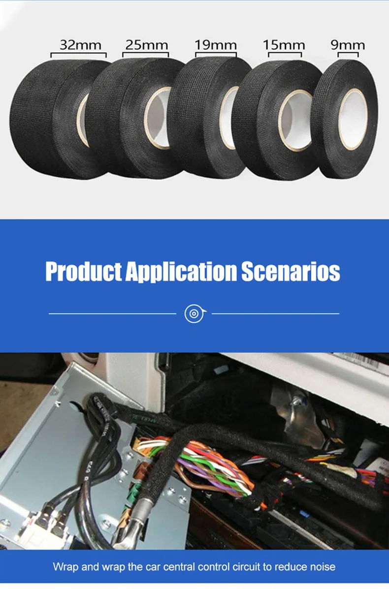 Klebeband für Kabelbaum-Klebeband für Kfz-Kabelbaum, Geräuschreduzierung, hitzebeständig, flammhemmendes elektrisches Schutzband – Detail 5