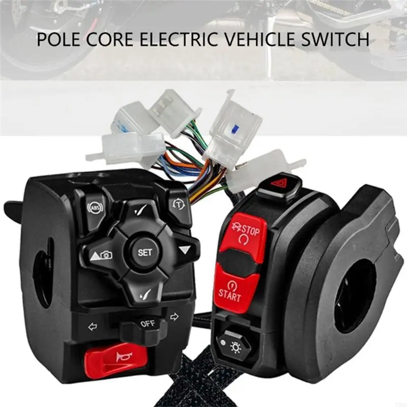 Handlebar Switches Kit For Motorcycles Including Anti-Slip Buttons And Water-Resistant Design Modification Parts-T61C