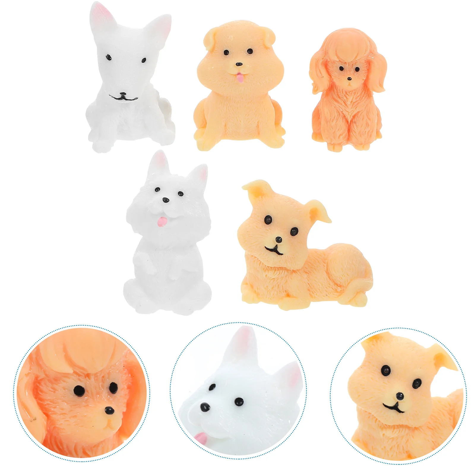 

5Pcs Resin Puppy Crafts Microlandscape Decor Bedroom Living Room Office Gift Creative Elegant Design Miniature Puppy