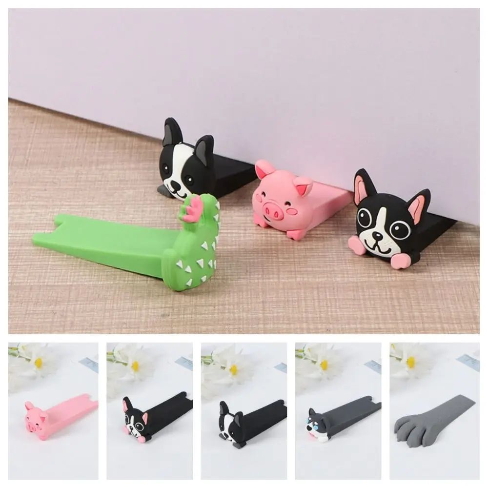 New Silicone Cartoon Door Stop Reusable Shock Absorbent Block Wedge Doorstops Home Door Anti-collision Stopper Floor Holder