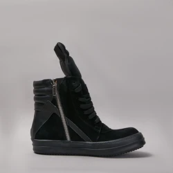 Brand Men Shoe Casual High Top Women Sneaker Quality Black Leather Geobasket Fashion Thick-sole Roman Zip Luxury Ankle Boot