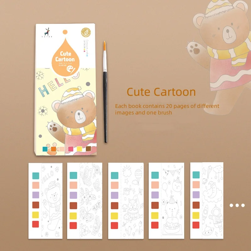 20 fogli portatili per bambini pittura ad acquerello libro vernice con acqua bambini graffiti immagine da colorare disegno giocattolo regalo con pennello