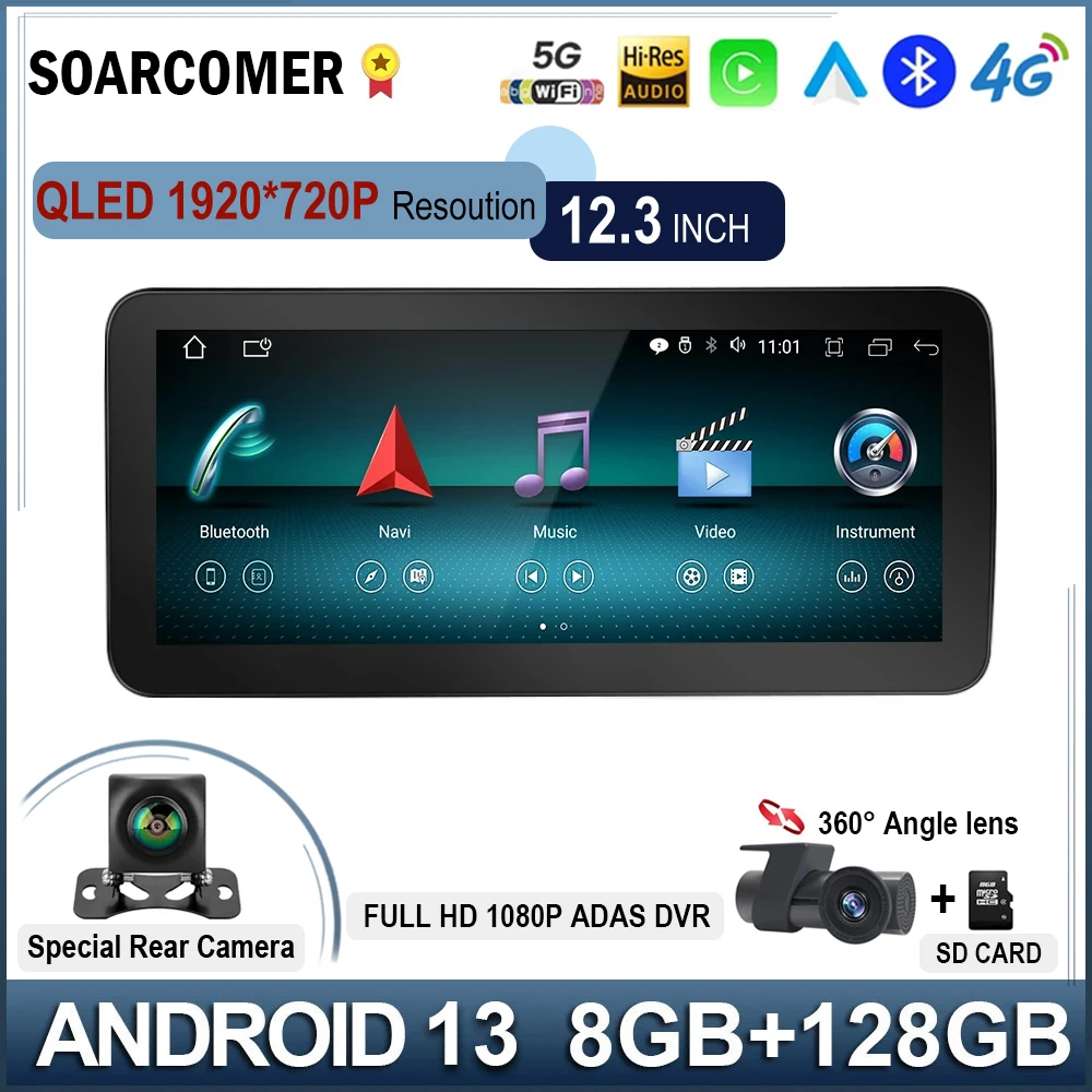 

Android 13 Car Multimedia Player For Mercedes W176 X117 X156 W463 2013 - 2018 Google WIFI 4G SIM BT QLED Screen GPS Navi Carplay