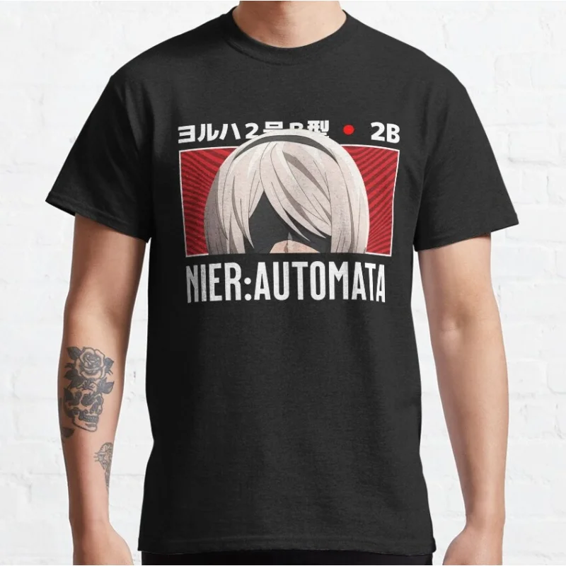 

Nier Automata 2B YoRHa Anime Gift t shirt Kawaii Waifu graphic tee 0614 Cyber Punk Y2K Clothes 100% cotton Large size Tops S-6XL