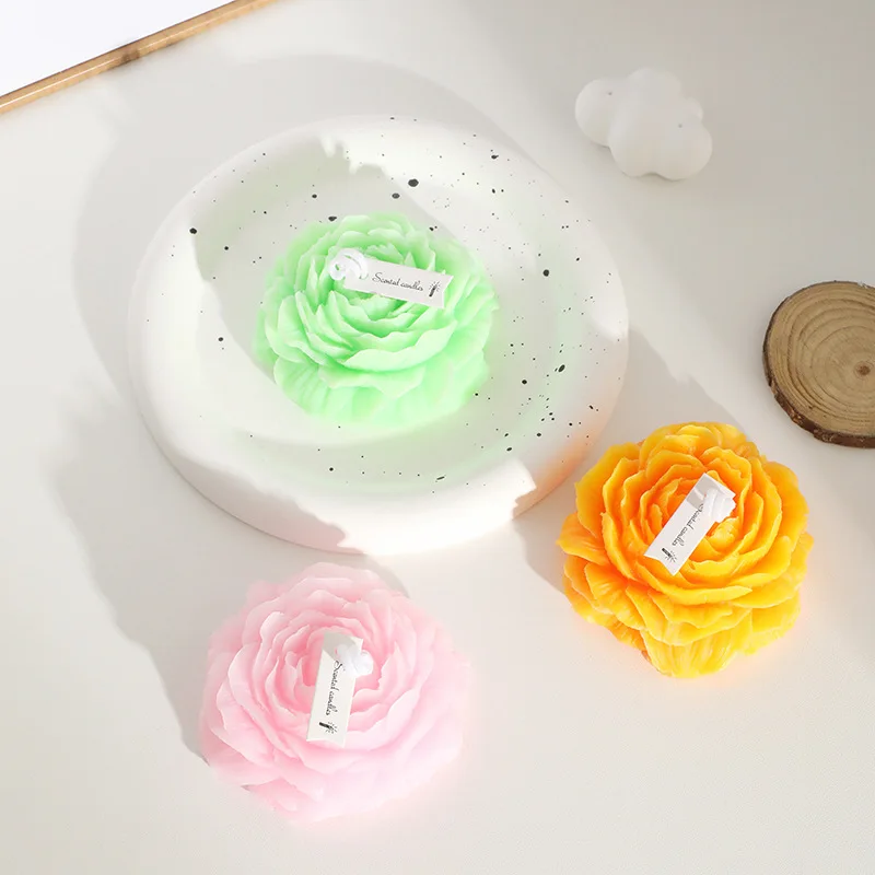 Valentijnsdag Geurende Souvenir Ornament 3D Pioen Aromatische Kaars Creatieve Bloemvorm Aromatherapie Bruiloft Decor Geschenken Doos