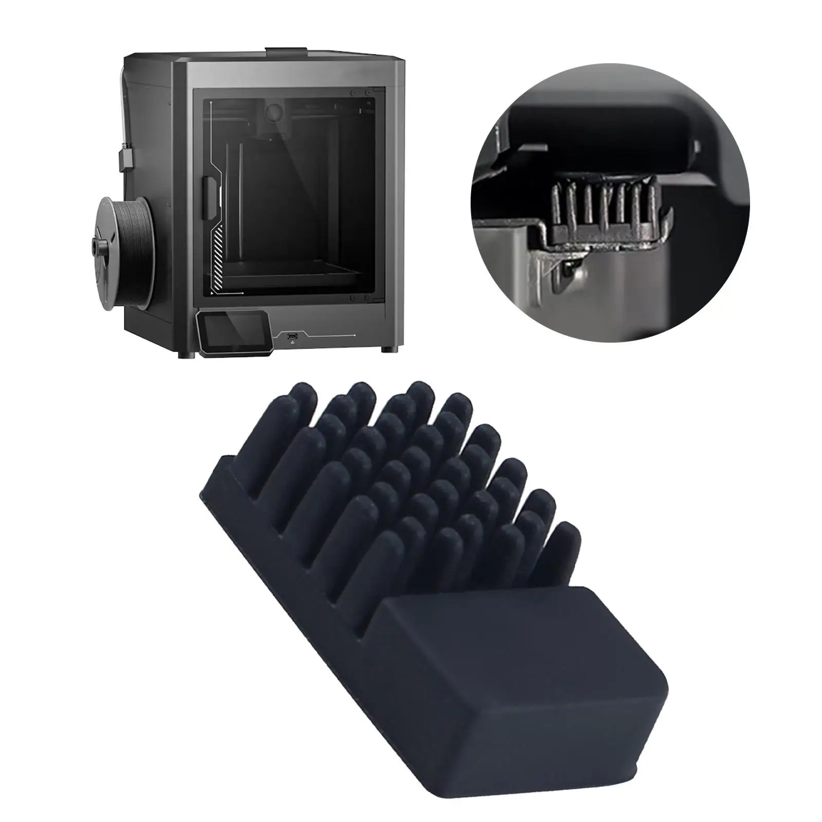 3D Printer Nozzle Brush Compact Resuable Self Sticky Simple Assembly Professional Replaces Parts Black 3D Printer Accessories