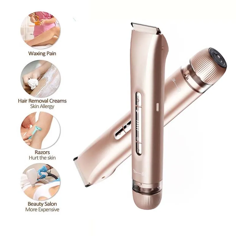 

Multifunctional IPX7 Waterproof Mini Portable Women's Electric Body Hair Trimmer Bikini Shaver Dual Head Electric Razor Epilator