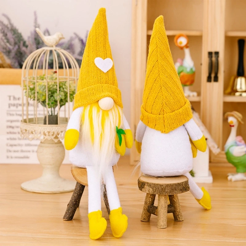 Ciondolo gnomo limone estivo a gamba lunga peluche simpatico elfo bambola ornamento per decorazione del desktop del da
