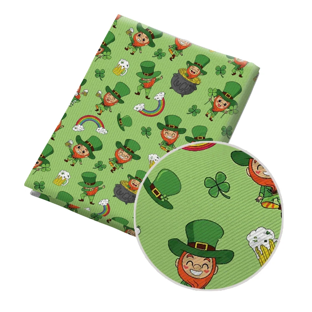 

50X145cm Polyester Green Clover Saint Patrick's Day Design Printed Twill Fabric Patchwork Sewing Accessories Home Decor Shirt