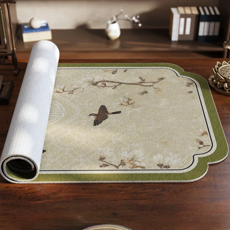 New Chinese Zen Style Calligraphy Felt Mat Study Room Calligraphy Writing Desk Decor Large Chinese Art Stationery Desk Felt Pad