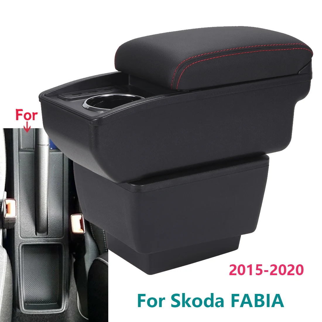 Für Skoda Fabia Armlehne Box Für Skoda Fabia 3 III 2015-2021 Auto Armlehne Lagerung Box Gewidmet Innen Details auto Zubehör