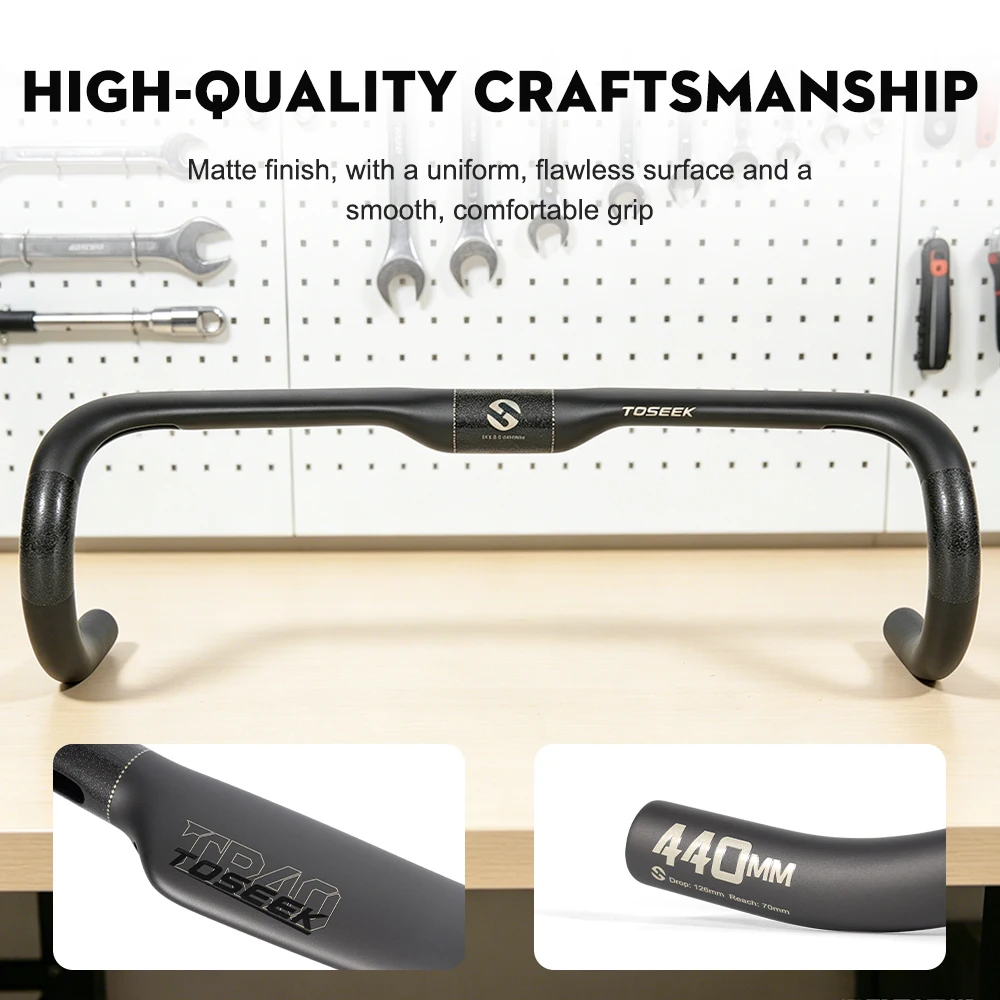 TOSEEK TR40 Carbon-Rennradlenker 380/400/420/440mm Matt UD Interne Kabelführung Dropbar Fahrradteile – Detail 7