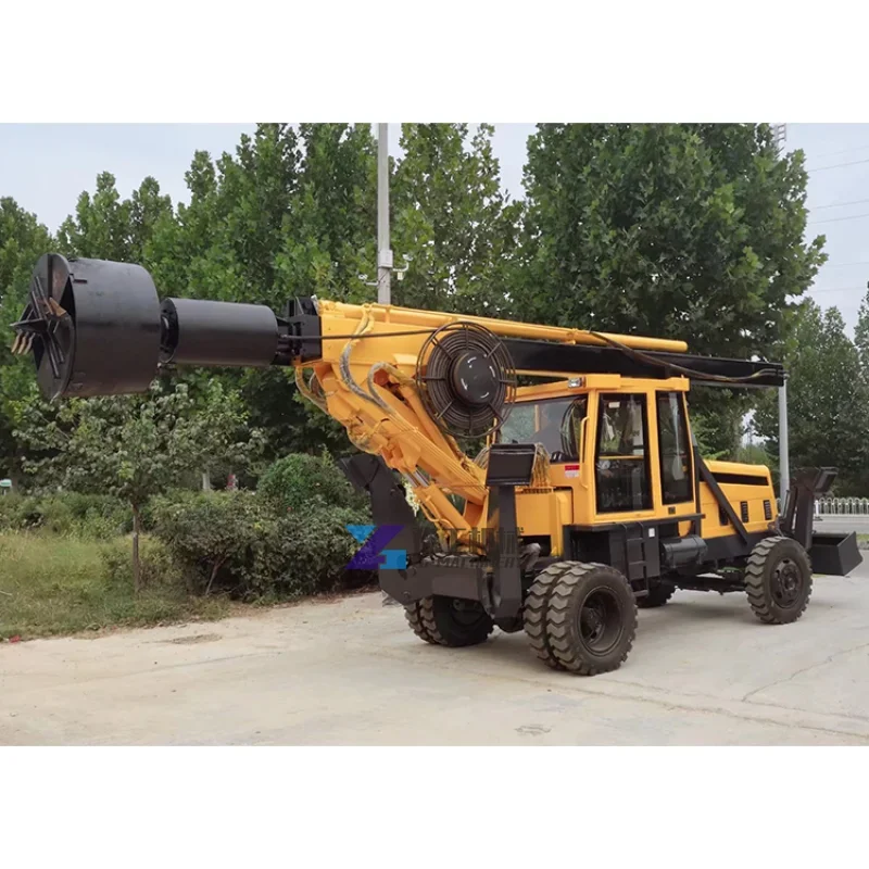 China Wheel Type Rotary Drilling Rig Machine Foundation Small Construction Pile Driver Screw Drill Rig Machinery Manufacturer