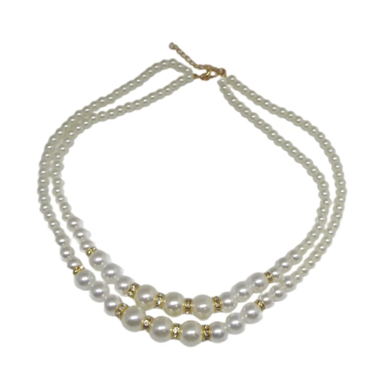 M2EA Double Layer Necklace Beads Necklaces Pearls Necklaces Women Pearls Neck Jewelry