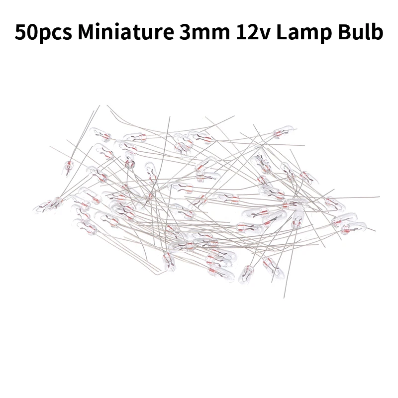 50Pcs 3mm 12V Edison Miniature Neon Light Indicator Lamp Bulb Lightbulb Incandescent Filament Miniature Lamps Light