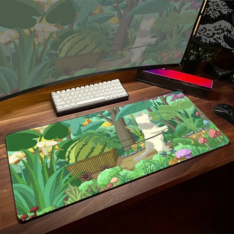 

Mouse Pad Anime Table Desk Mat Large Cat Mousepad with Stitched Edges Computer Rubber Base keyboard Extended Carpet gaming mat