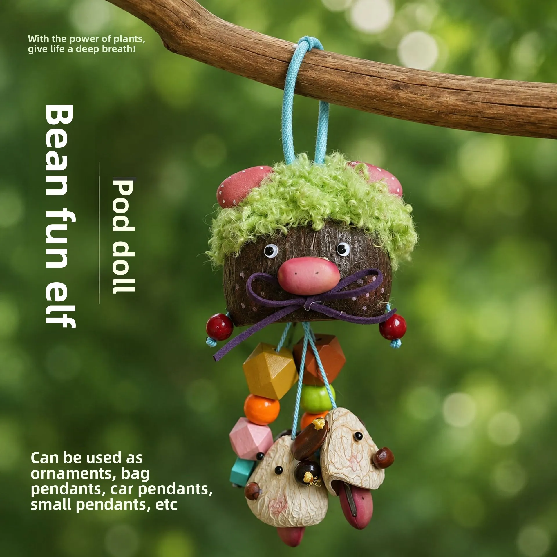 Bohemian Handmade Fruit Pod Fairy Doll Pendant Curly Hair Fruit Pod Doll Pendant Accessories Suitable for Backpack Decoration