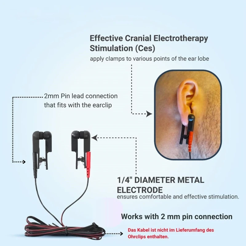Ear Clip Electrode Double-Sided Rubber Head Comfortable, Compatible for Tens Unit & Stimulation 2 Pair