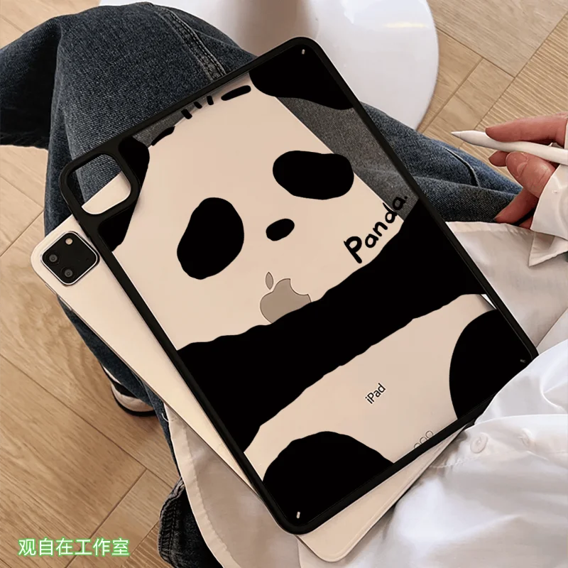 Ins Cute Panda Tablet Case For iPad Pro 11 12.9 13 M2 M4 M3 M5 Shell 8.3 9.7 10.2 5/6/7/8/9/10/11th Mini Air 1 2 3 4 5 6 7 Cover