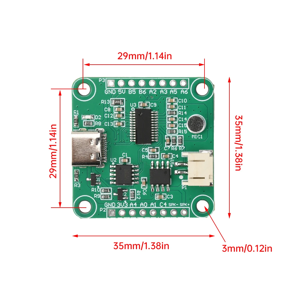 تيار مستمر 5 فولت SNR9912VR غير متصل التعرف على الكلام لوحة تركيبية AI DeepSeek التنمية الثانوية واجهة Type-C