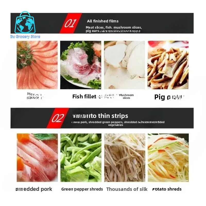 Commercial Electric Meat Slicer Cutter Stainless Steel Automatic Vegetable Cutting Grinder Machine Minced Meat Mincer