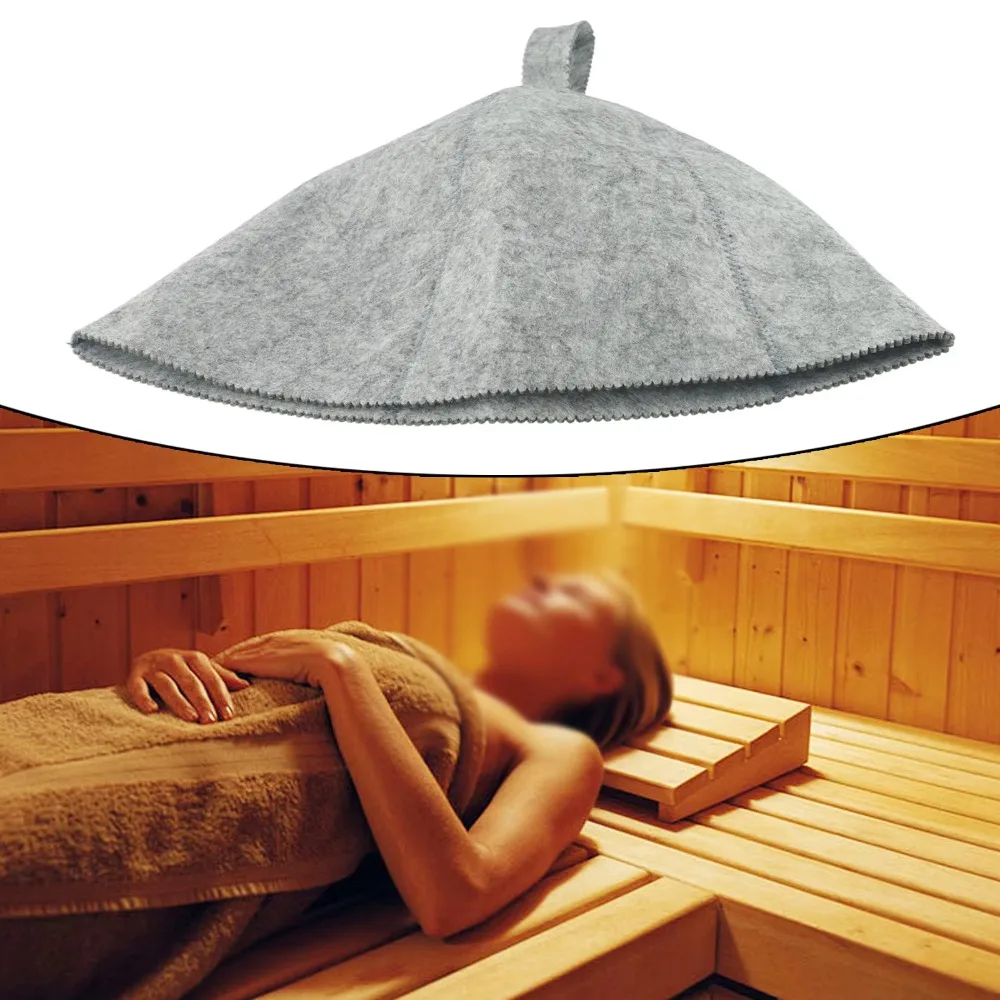 Breathable Felt Sauna Hat Heat Resistant Sweat Absorption Felt Sauna Cap Thermal Protection Elastic Steam Room Cap Home Sauna