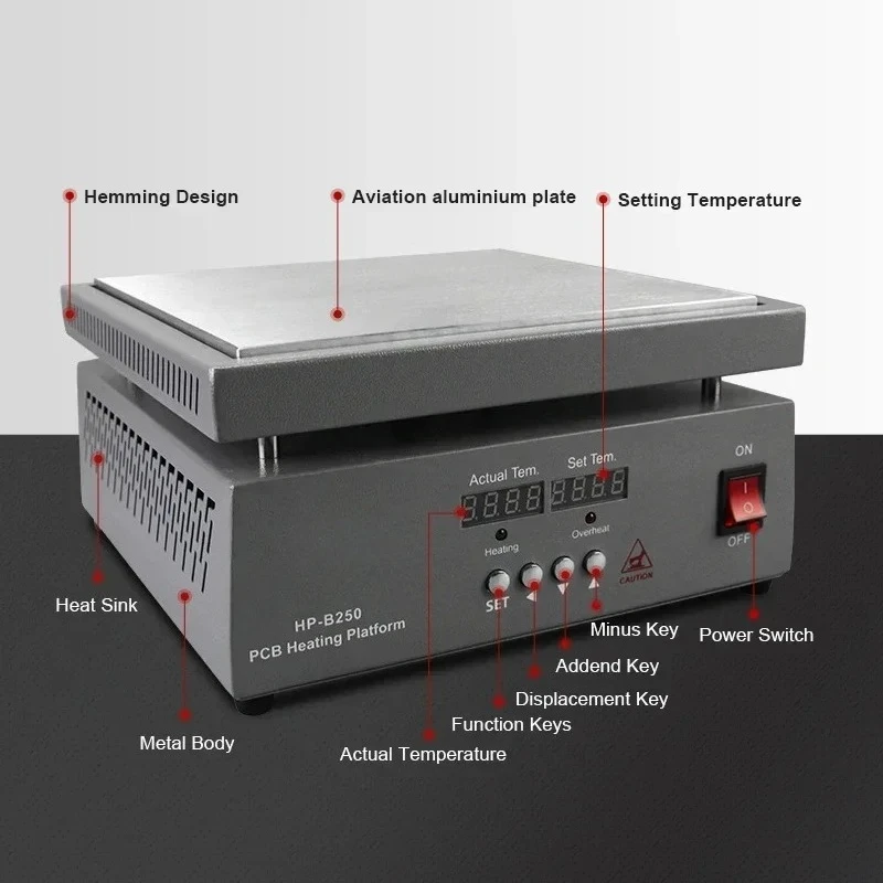 

HP-B200 Aviation aluminium plate High Temperature Heating Table 200x200mm Multifunction Temperature Control Heating Platform
