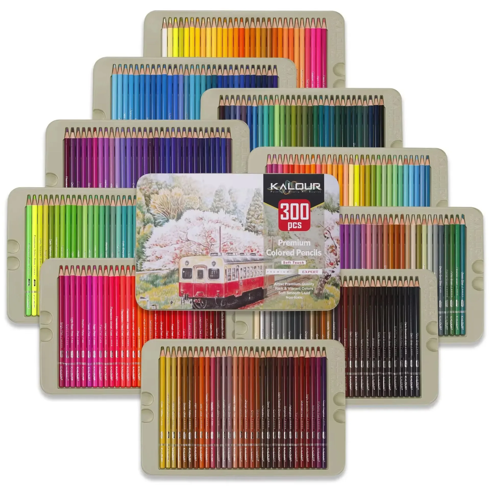 KALOUR 300-Farben-Profi-Buntstifte für Künstler, weicher Kern, ideal zum Zeichnen, Skizzieren, Schattieren, Malen, Graffiti-Bleistifte – Detail 6