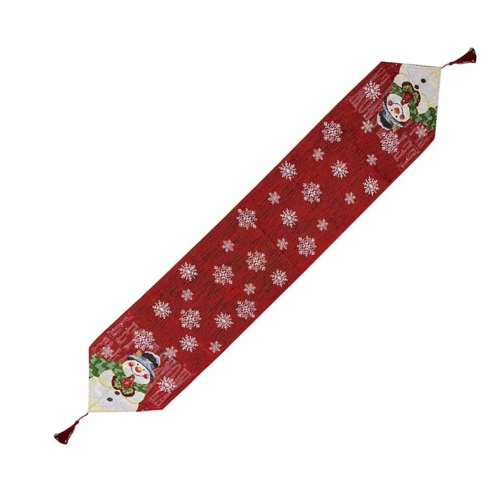 

Long Contrast Color Christmas Table Runner Tree Smooth Santa Claus Tablecloth Red 180x33CM Linen Table Cover Festival Props