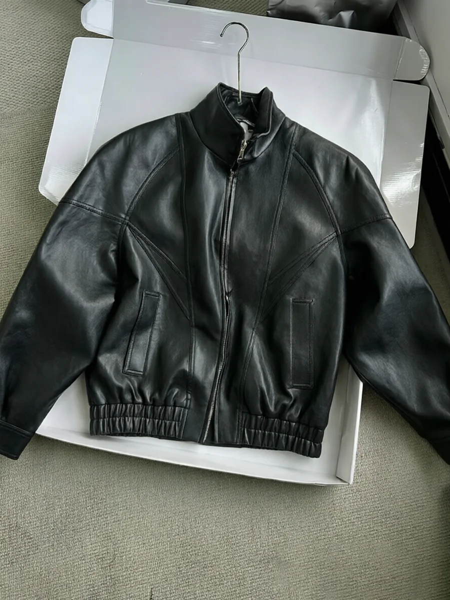 Lautaro Frühling Herbst Gelbe PU-Lederjacke für Damen mit Reißverschluss, Langarm, Looe Casual Luxus Designer Amerikanische Retro-Kleidung 2026 – Detail 13