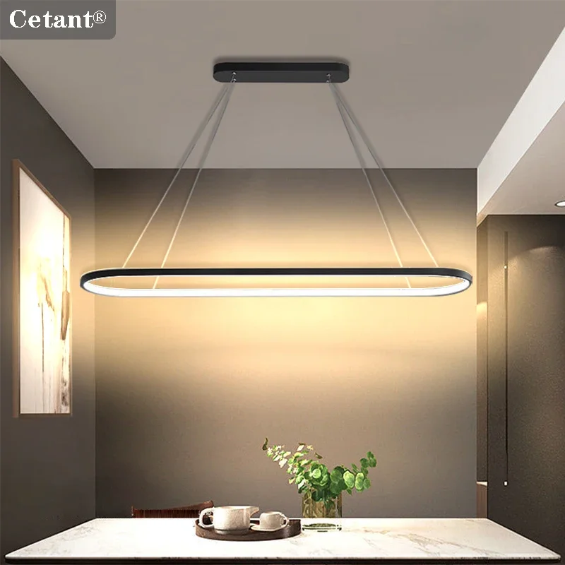 Modern LED Pendant Light 70/90cm Elliptical Restaurant Lighting Hanging Lights Bedroom Living Room Kitchen Bar Home Led Lamp