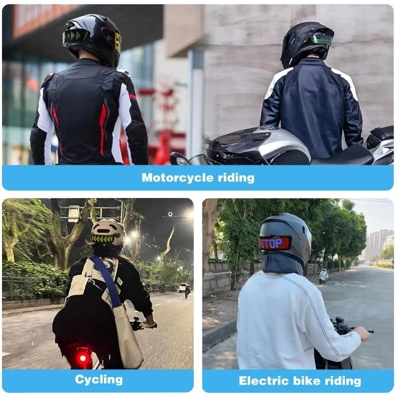 

1PC Led Helmet Display Motorcycle Helmet Warning Light Night Riding DIY RGB Bike Helmet Taillight APP Programmable LED Screen
