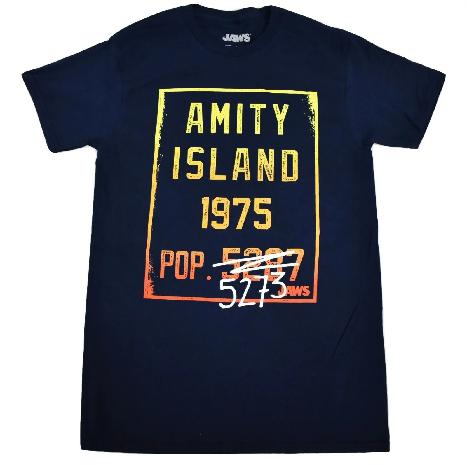 Jaws Mens Amity Island 1975 Population 5273 T Shirt New S M