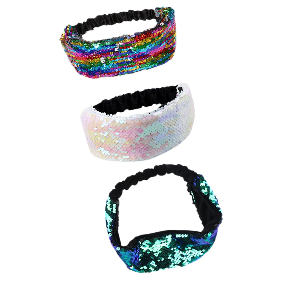 

3pcs Sequins Hair Bands Premium Lightweight Unique Design Party Supplies Decorative Photo Props For Women Daily Wear