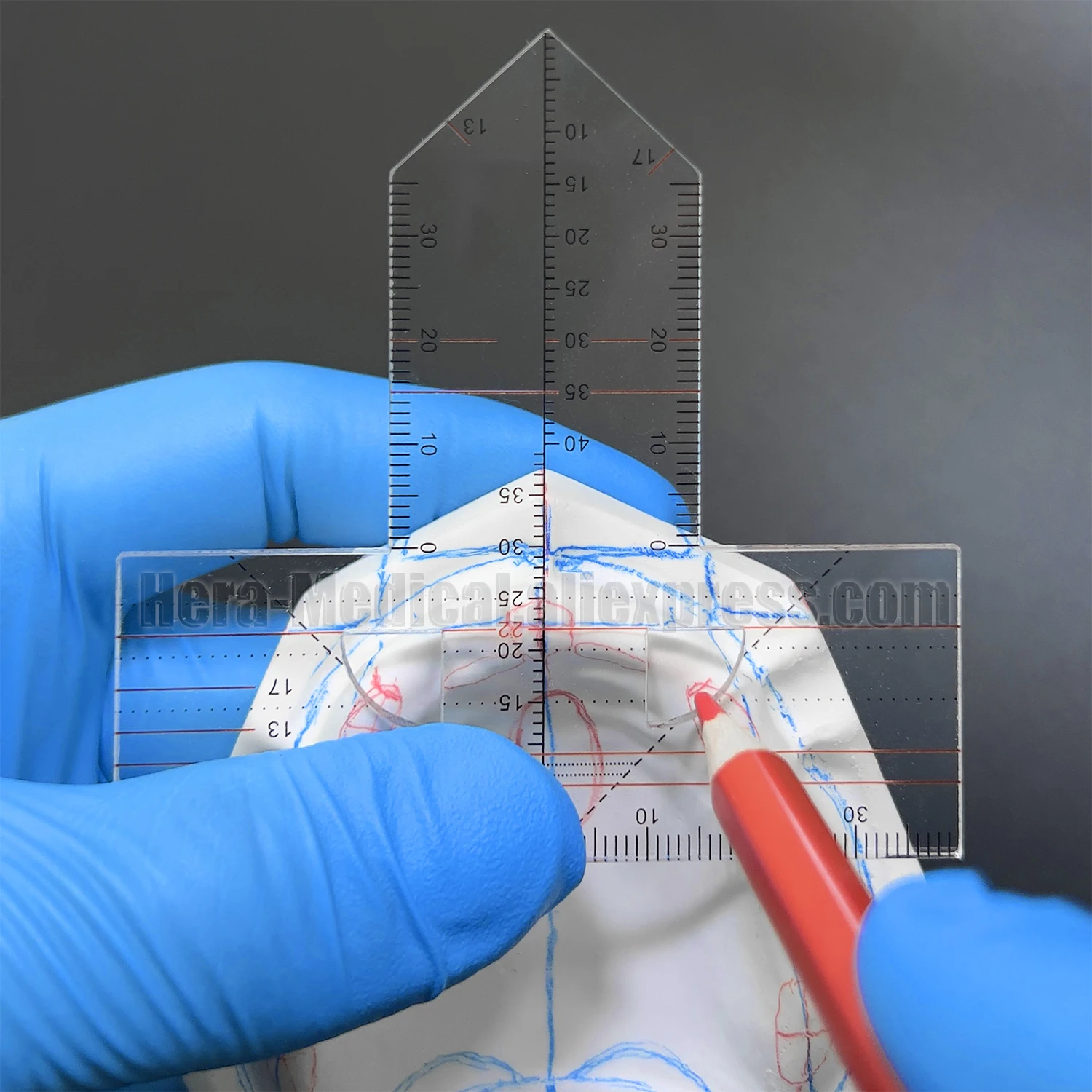 Regla Dental para dibujo y alineación de dentaduras, examen en forma de T, medidas de simetría de ortodoncia, multifuncional