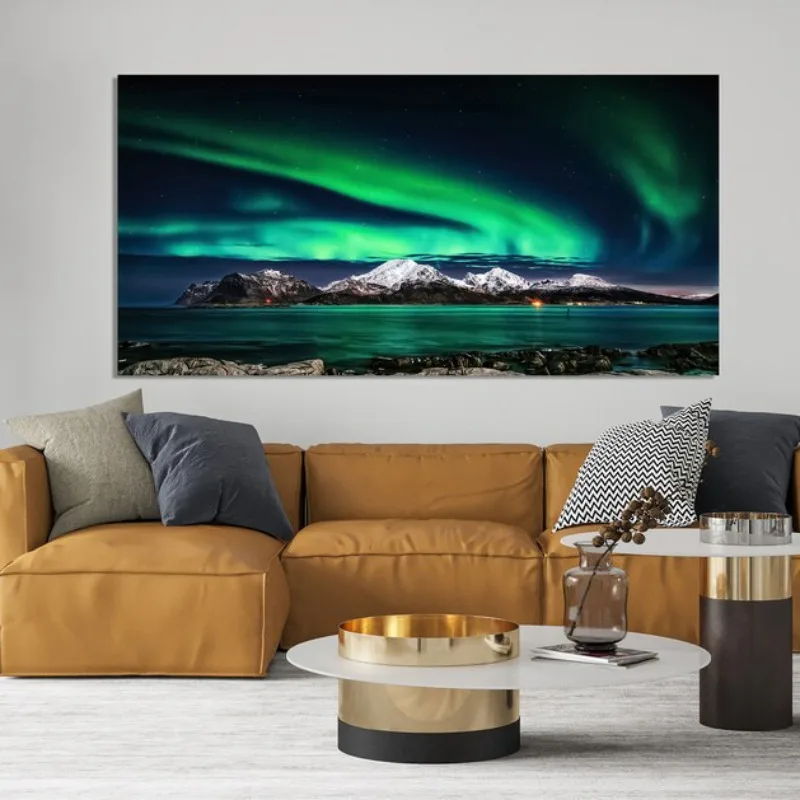 Northern Lights Aurora Borealis Poster Wall Decor, Landscape Wall Art,  Canvas Painting Modern Farmhouse Home Decor Cuadros