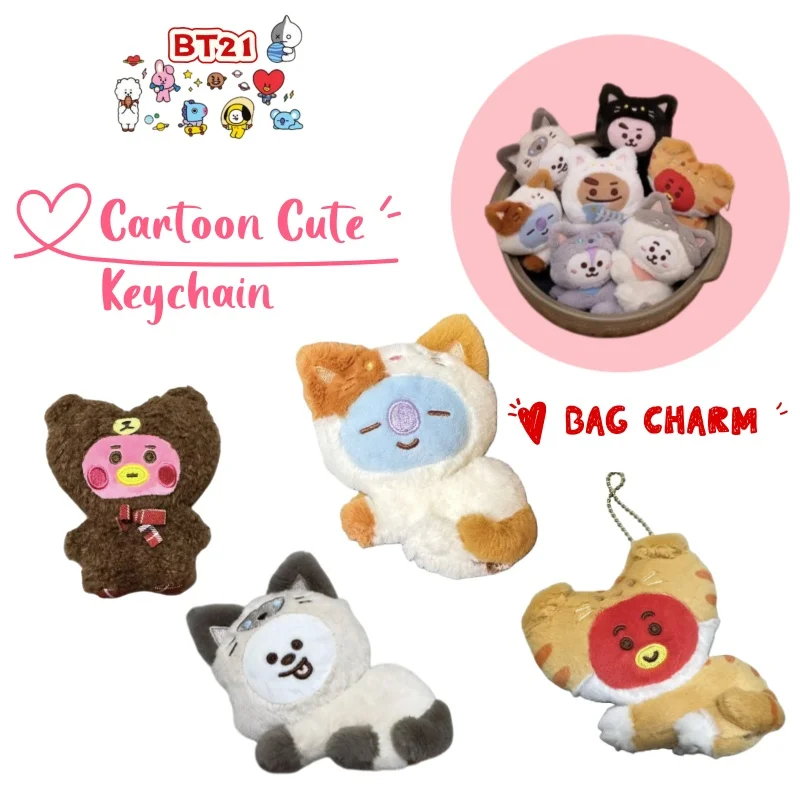 

New BT21 koya RJ Shooky Mang Chimmy Tata Cooky High Color Value Creative Bag Doll Pendant Decorative Cute Cartoon Doll Keychain