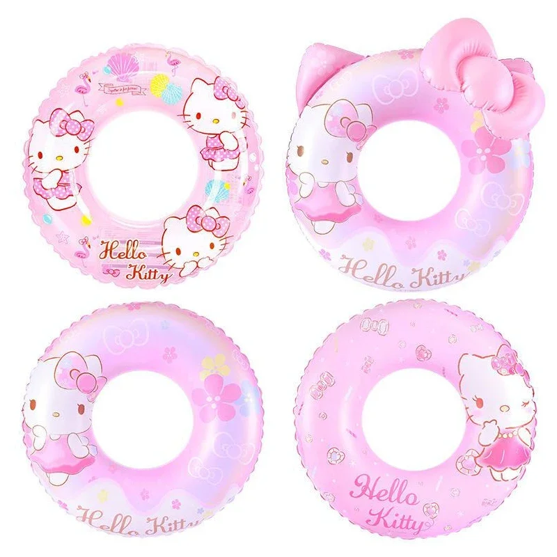 Sanrio Kawaii Hello Kitty Swimming Ring Cartoon Cute Anti-rollover Kids Armpit Life Buoy Ins Inflatable Baby Swimming Ring Gift