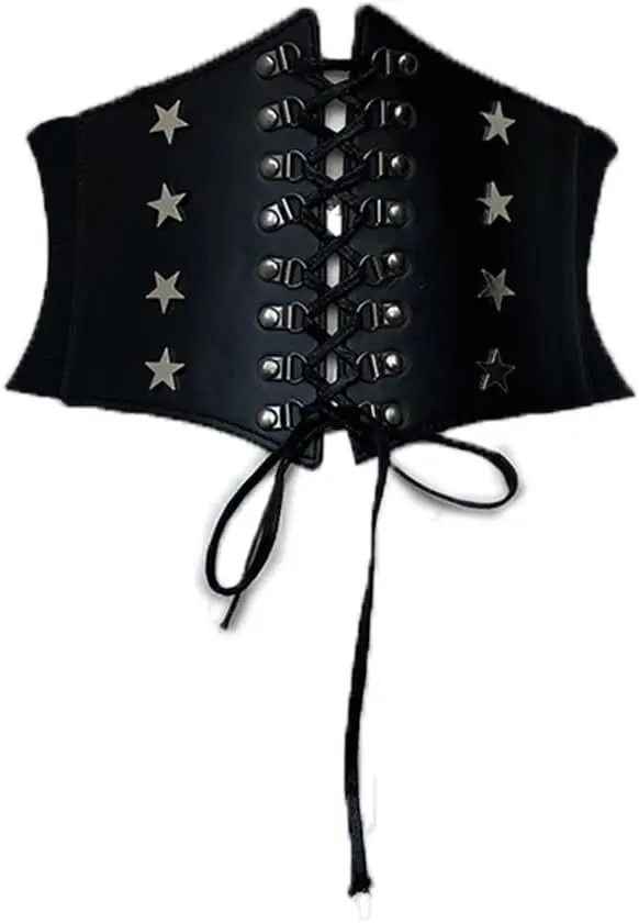 Goth Waist Corset Belt for Women Gothic Punk Alt Emo Fashion Ultra Wide Belt for Women Halloween Accessory